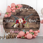 Lofaris Guns Or Roses Floral Wood Circle Gender Reveal Backdrop